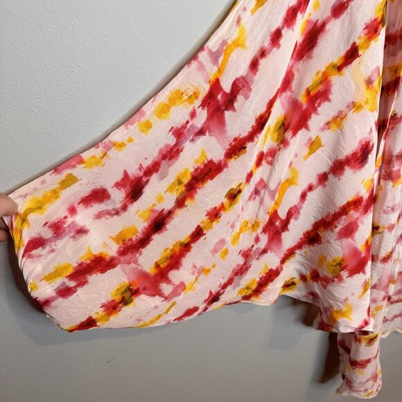 Anthropolgie Tie Dye Kimono One Size Pink Orange OSFM beach Coverup Viscose - Picture 4 of 6